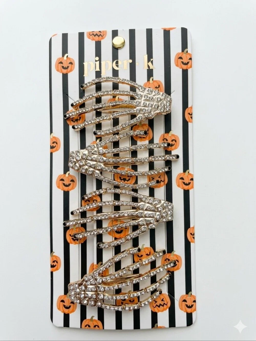 🔺️NWT Skeleton Shimmery Rhinestone Metal Hair Clips Set of 4
